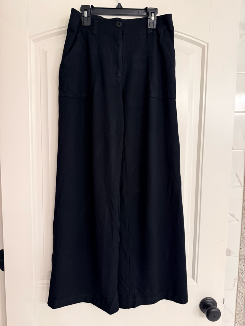 Max Studio Black Wide-Leg Maxi Skirt with Front Pockets